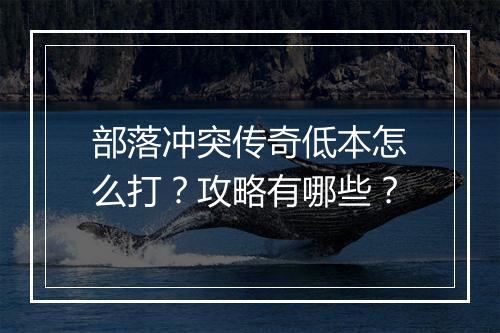 部落冲突传奇低本怎么打？攻略有哪些？