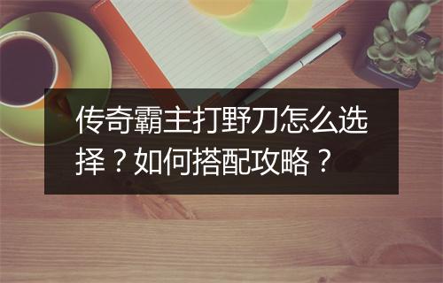 传奇霸主打野刀怎么选择？如何搭配攻略？