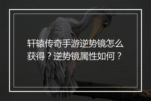 轩辕传奇手游逆势镜怎么获得？逆势镜属性如何？