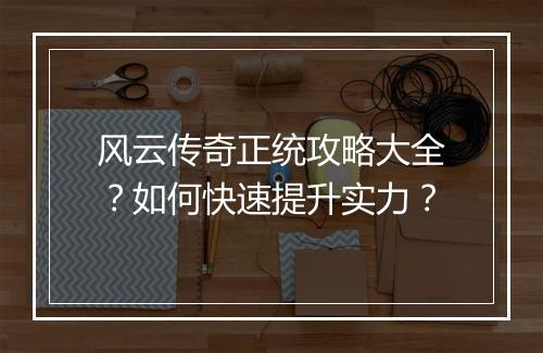 风云传奇正统攻略大全？如何快速提升实力？
