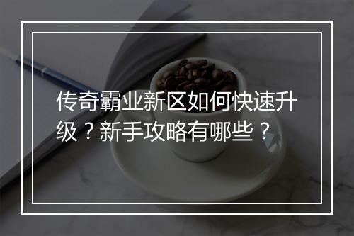 传奇霸业新区如何快速升级？新手攻略有哪些？