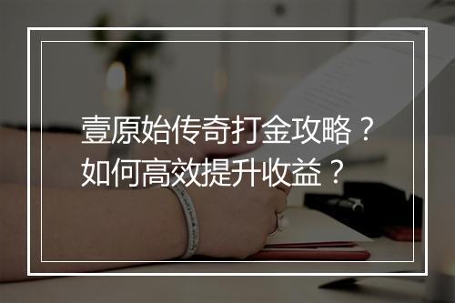 壹原始传奇打金攻略？如何高效提升收益？