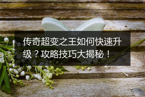 传奇超变之王如何快速升级？攻略技巧大揭秘！