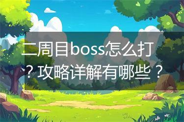 二周目boss怎么打？攻略详解有哪些？