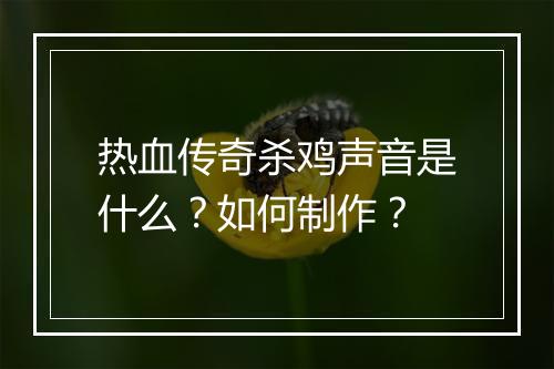 热血传奇杀鸡声音是什么？如何制作？