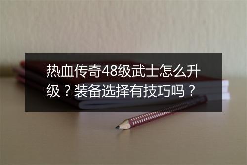 热血传奇48级武士怎么升级？装备选择有技巧吗？