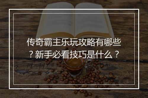 传奇霸主乐玩攻略有哪些？新手必看技巧是什么？