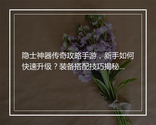 隐士神器传奇攻略手游，新手如何快速升级？装备搭配技巧揭秘？