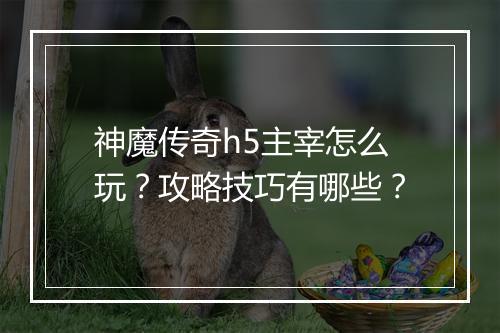 神魔传奇h5主宰怎么玩？攻略技巧有哪些？