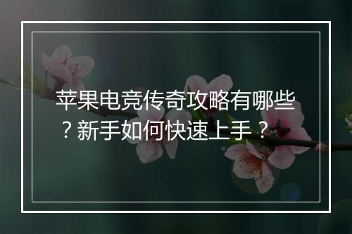 苹果电竞传奇攻略有哪些？新手如何快速上手？
