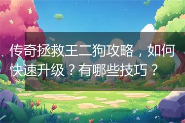 传奇拯救王二狗攻略，如何快速升级？有哪些技巧？