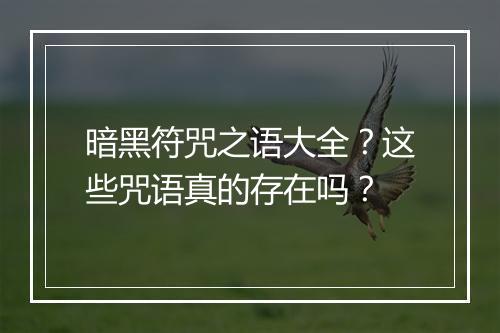 暗黑符咒之语大全？这些咒语真的存在吗？