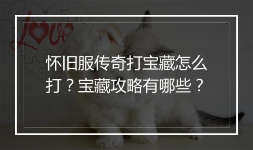 怀旧服传奇打宝藏怎么打？宝藏攻略有哪些？