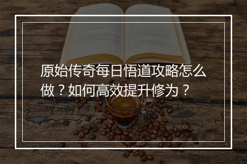 原始传奇每日悟道攻略怎么做？如何高效提升修为？