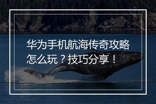 华为手机航海传奇攻略怎么玩？技巧分享！
