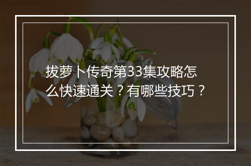 拔萝卜传奇第33集攻略怎么快速通关？有哪些技巧？