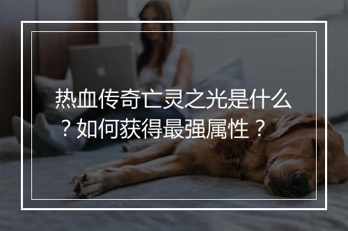 热血传奇亡灵之光是什么？如何获得最强属性？