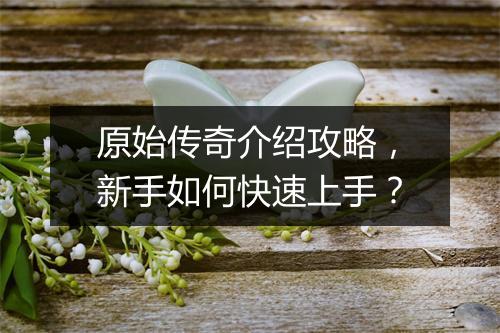 原始传奇介绍攻略，新手如何快速上手？