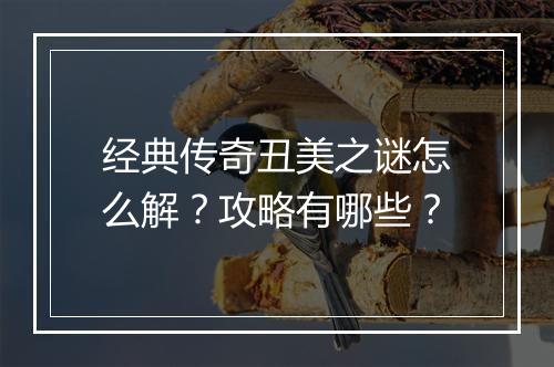 经典传奇丑美之谜怎么解？攻略有哪些？