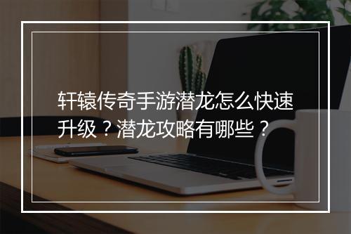 轩辕传奇手游潜龙怎么快速升级？潜龙攻略有哪些？