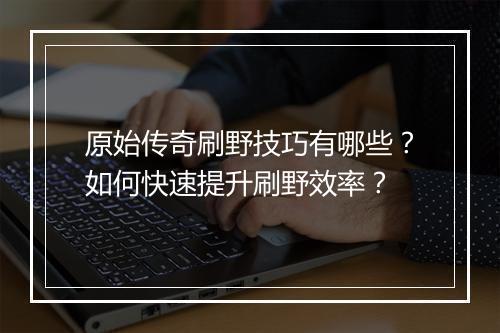 原始传奇刷野技巧有哪些？如何快速提升刷野效率？