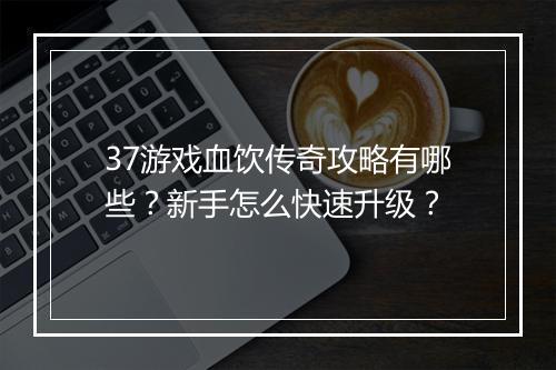 37游戏血饮传奇攻略有哪些？新手怎么快速升级？