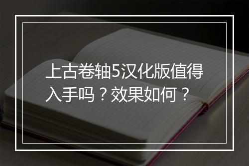 上古卷轴5汉化版值得入手吗？效果如何？