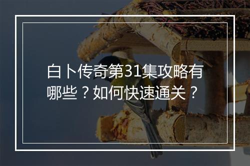 白卜传奇第31集攻略有哪些？如何快速通关？