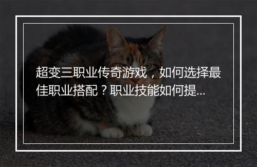 超变三职业传奇游戏，如何选择最佳职业搭配？职业技能如何提升？