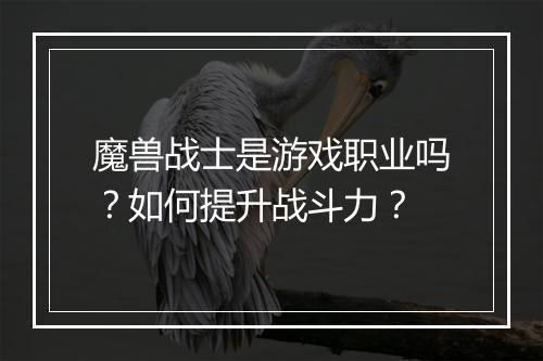 魔兽战士是游戏职业吗？如何提升战斗力？