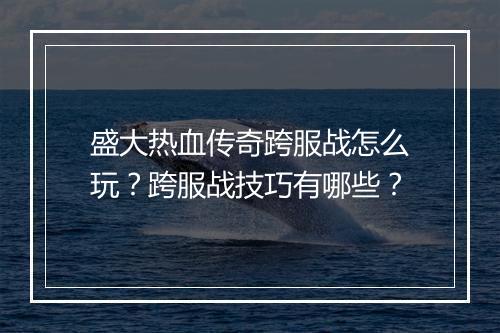 盛大热血传奇跨服战怎么玩？跨服战技巧有哪些？
