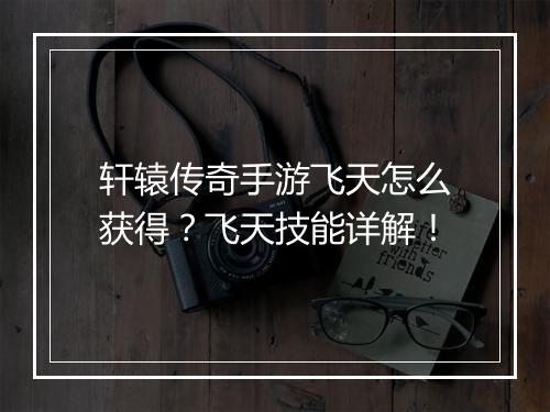 轩辕传奇手游飞天怎么获得？飞天技能详解！