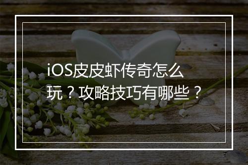iOS皮皮虾传奇怎么玩？攻略技巧有哪些？