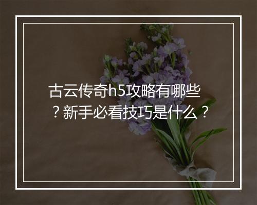 古云传奇h5攻略有哪些？新手必看技巧是什么？