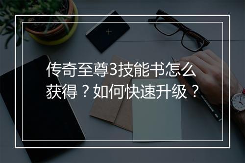 传奇至尊3技能书怎么获得？如何快速升级？