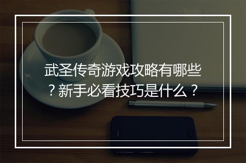 武圣传奇游戏攻略有哪些？新手必看技巧是什么？