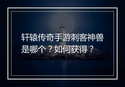 轩辕传奇手游刺客神兽是哪个？如何获得？
