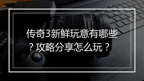 传奇3新鲜玩意有哪些？攻略分享怎么玩？