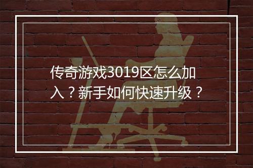 传奇游戏3019区怎么加入？新手如何快速升级？