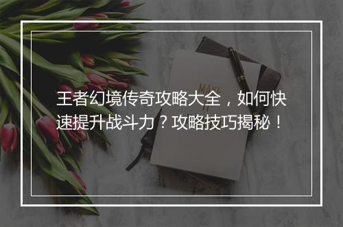 王者幻境传奇攻略大全，如何快速提升战斗力？攻略技巧揭秘！