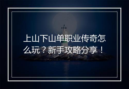 上山下山单职业传奇怎么玩？新手攻略分享！
