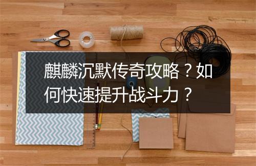 麒麟沉默传奇攻略？如何快速提升战斗力？