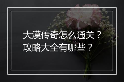 大漠传奇怎么通关？攻略大全有哪些？