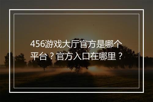 456游戏大厅官方是哪个平台？官方入口在哪里？