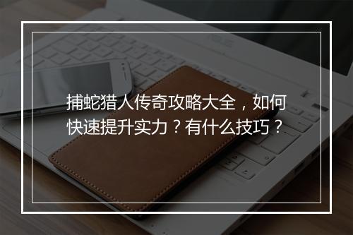 捕蛇猎人传奇攻略大全，如何快速提升实力？有什么技巧？