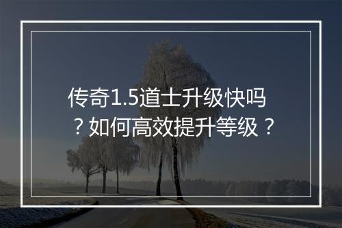传奇1.5道士升级快吗？如何高效提升等级？
