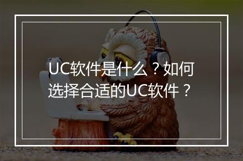 UC软件是什么？如何选择合适的UC软件？