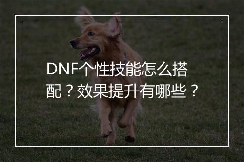 DNF个性技能怎么搭配？效果提升有哪些？