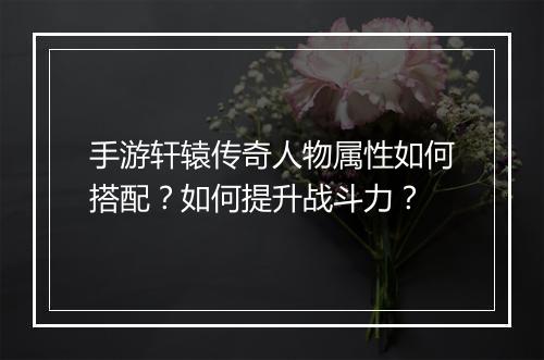 手游轩辕传奇人物属性如何搭配？如何提升战斗力？