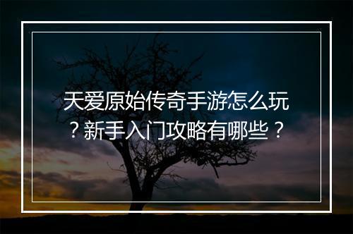 天爱原始传奇手游怎么玩？新手入门攻略有哪些？